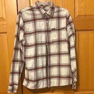 Hollister Men's Plaid Shirt - Burgundy and White